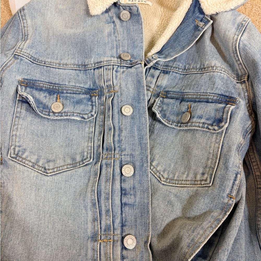 Pac Sun Denim Sherpa-Lined Jacket size medium - Picture 5 of 9